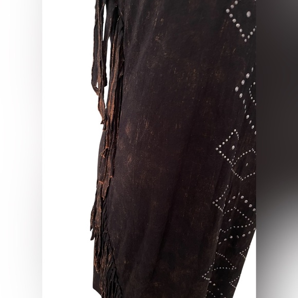 Rock Wangler ,Brown Sleeveless Fringe Dress with Studded Design - Picture 5 of 7